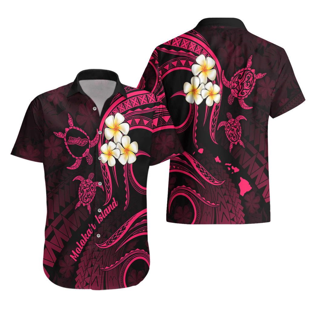 Hawaii Hawaiian Shirt Molokai Islands Polynesian Sunset Plumeria Pink Vibe - Wonder Print Shop