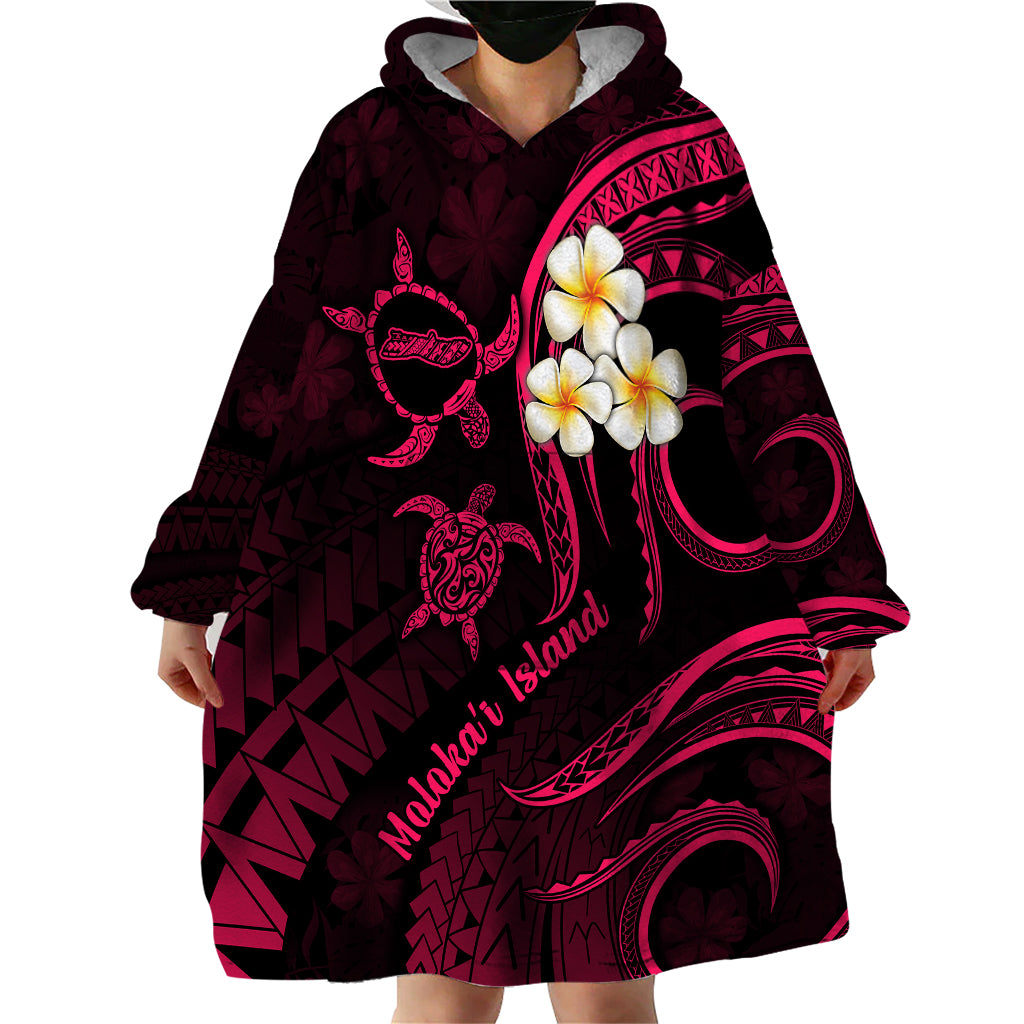 Hawaii Wearable Blanket Hoodie Molokai Islands Polynesian Sunset Plumeria Pink Vibe - Wonder Print Shop