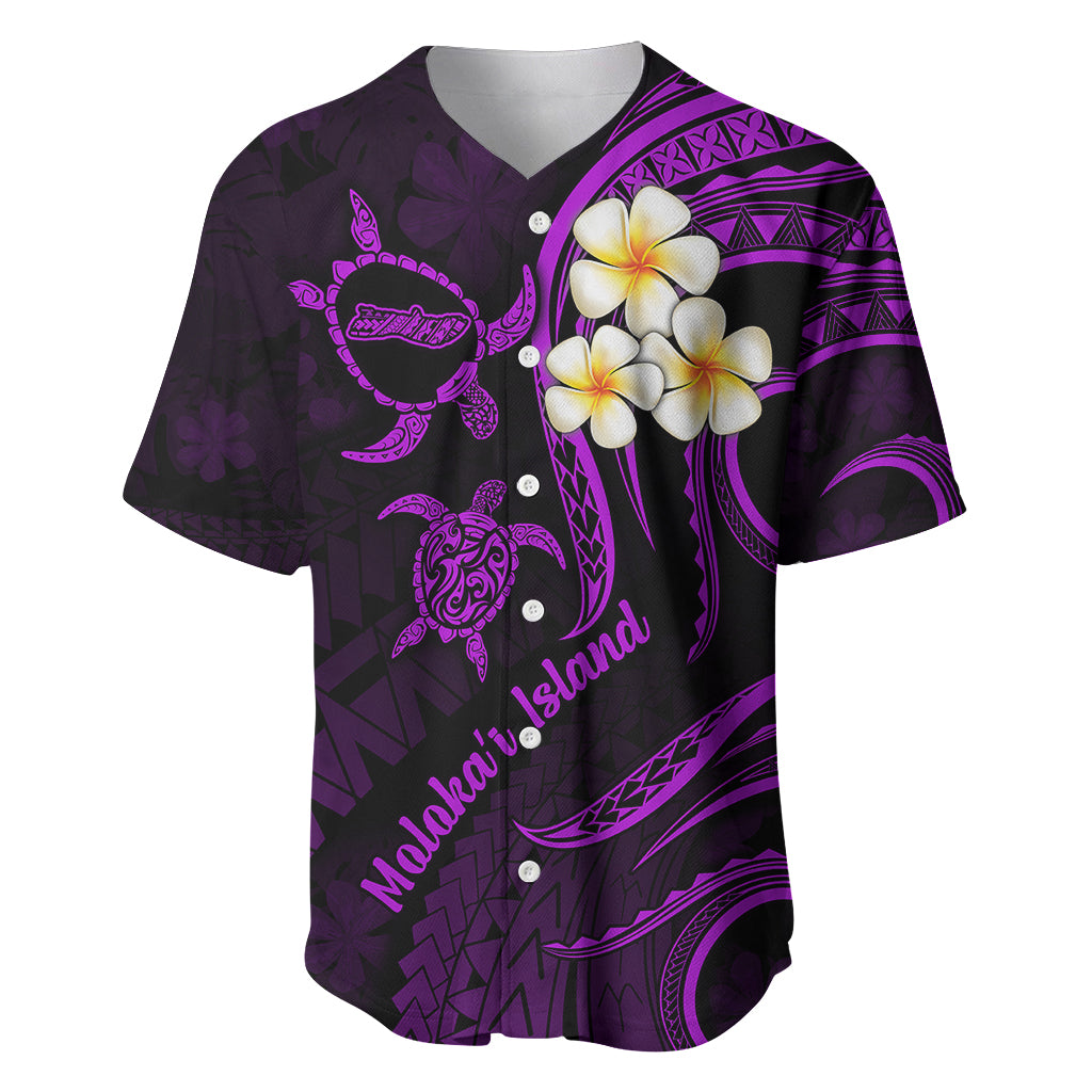 Polynesian Hawaii Baseball Jersey Molokai Islands with Pacific Plumeria Purple Vibe LT9 - Wonder Print Shop