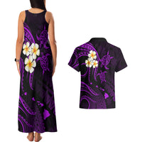 Polynesian Hawaii Couples Matching Tank Maxi Dress And Hawaiian Shirt Molokai Islands with Pacific Plumeria Purple Vibe LT9 - Wonder Print Shop