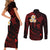 Polynesian Hawaii Couples Short Sleeve Bodycon Dress and Long Sleeve Button Shirts Molokai Islands with Pacific Plumeria Red Vibe LT9 - Wonder Print Shop