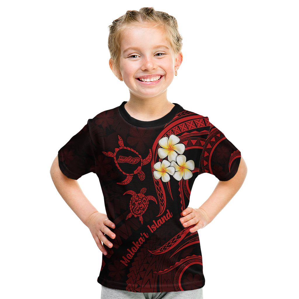Polynesian Hawaii Kid T Shirt Molokai Islands with Pacific Plumeria Red Vibe - Wonder Print Shop