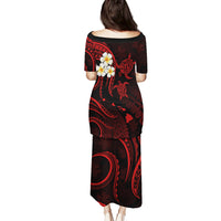 Polynesian Hawaii Puletasi Molokai Islands with Pacific Plumeria Red Vibe - Wonder Print Shop