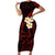 Polynesian Hawaii Short Sleeve Bodycon Dress Molokai Islands with Pacific Plumeria Red Vibe - Wonder Print Shop