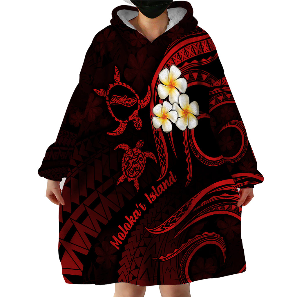 Polynesian Hawaii Wearable Blanket Hoodie Molokai Islands with Pacific Plumeria Red Vibe - Wonder Print Shop
