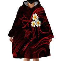 Polynesian Hawaii Wearable Blanket Hoodie Molokai Islands with Pacific Plumeria Red Vibe - Wonder Print Shop