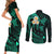 Polynesian Hawaii Couples Short Sleeve Bodycon Dress and Long Sleeve Button Shirts Molokai Islands with Pacific Plumeria Turquoise Vibe LT9 - Wonder Print Shop