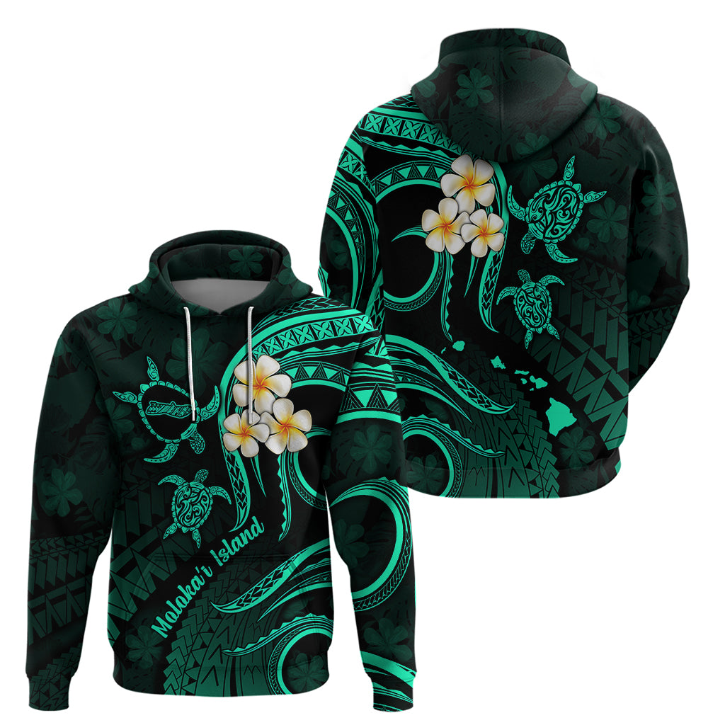 Polynesian Hawaii Hoodie Molokai Islands with Pacific Plumeria Turquoise Vibe - Wonder Print Shop