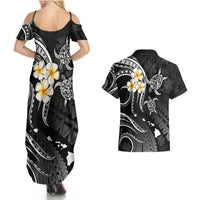 Polynesian Hawaii Couples Summer Maxi Dress and Hawaiian Shirt Molokai Islands with Pacific Plumeria White Vibe LT9 - Wonder Print Shop