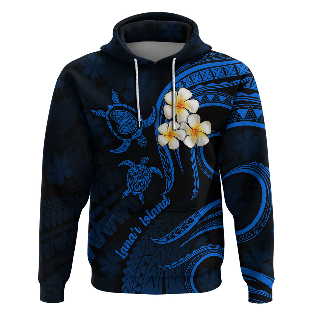 Hawaii Hoodie Lanai Islands Polynesian Sunset Plumeria Blue Vibe - Wonder Print Shop