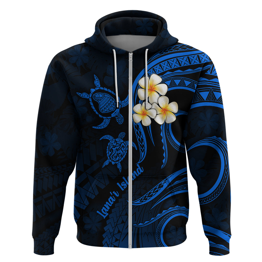 Hawaii Hoodie Lanai Islands Polynesian Sunset Plumeria Blue Vibe - Wonder Print Shop