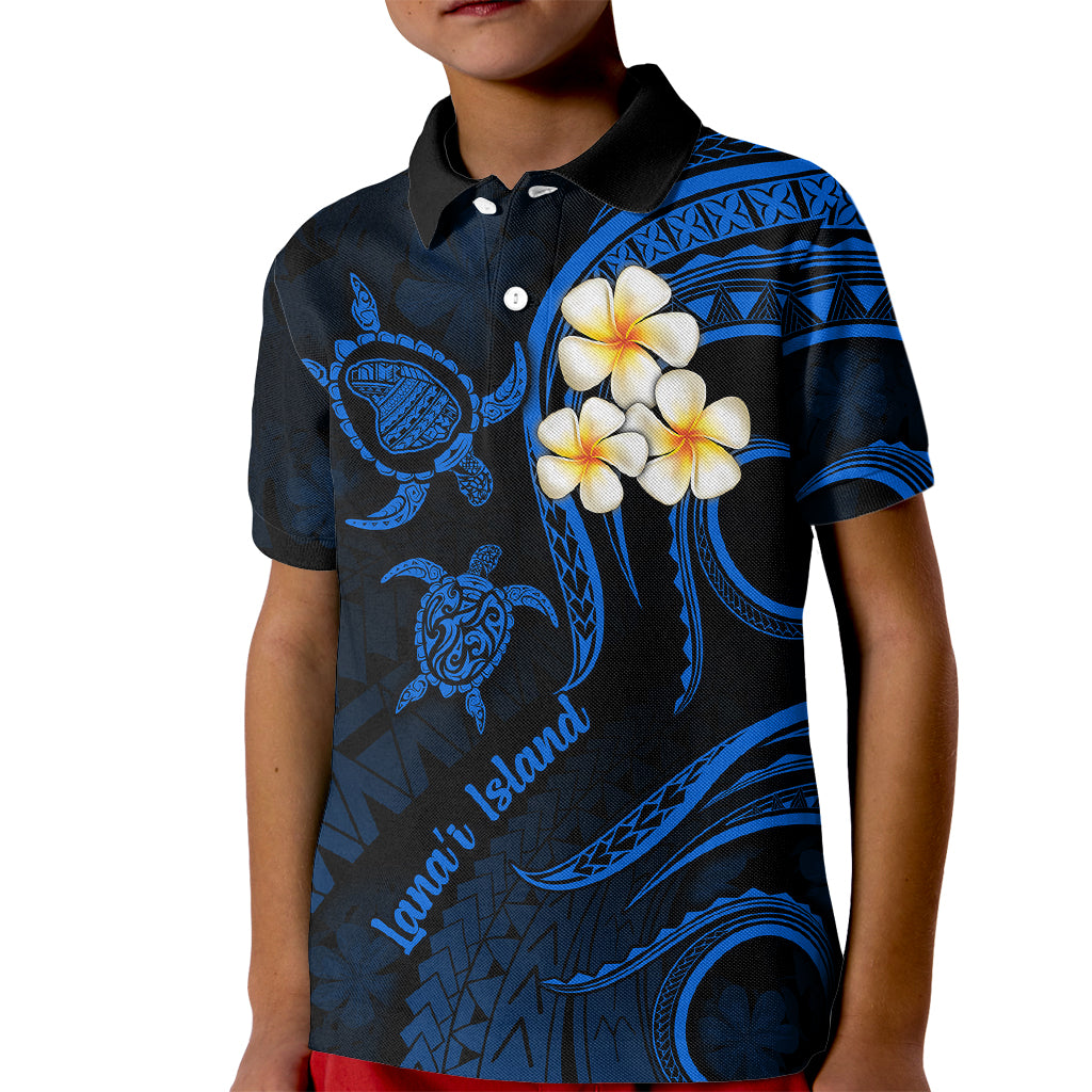 Hawaii Kid Polo Shirt Lanai Islands Polynesian Sunset Plumeria Blue Vibe - Wonder Print Shop