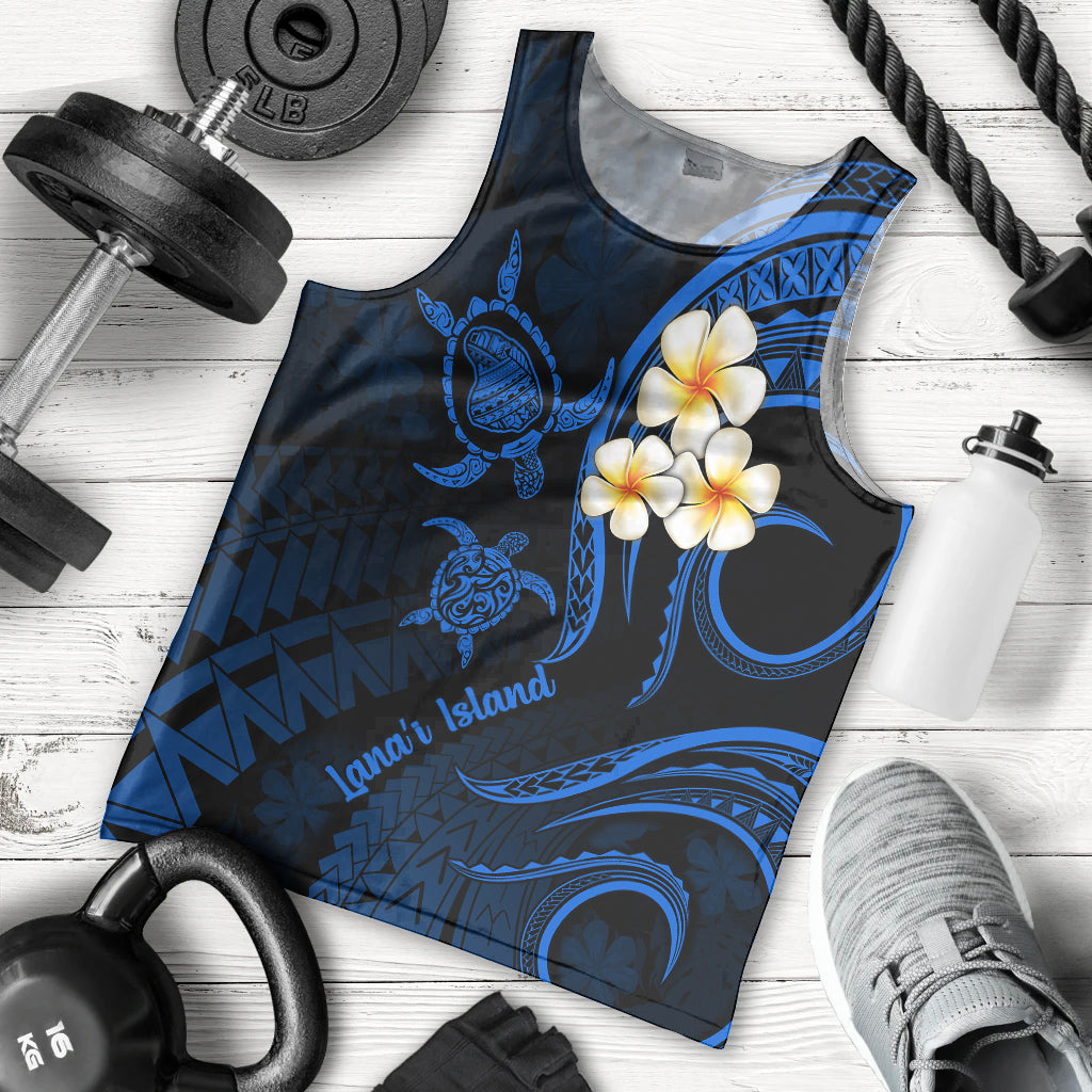 hawaii-men-tank-top-lanai-islands-polynesian-sunset-plumeria-blue-vibe