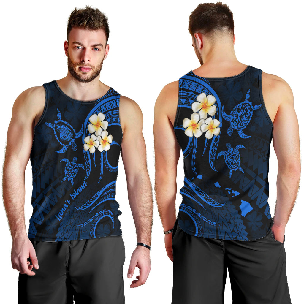 hawaii-men-tank-top-lanai-islands-polynesian-sunset-plumeria-blue-vibe