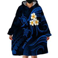 Hawaii Wearable Blanket Hoodie Lanai Islands Polynesian Sunset Plumeria Blue Vibe - Wonder Print Shop