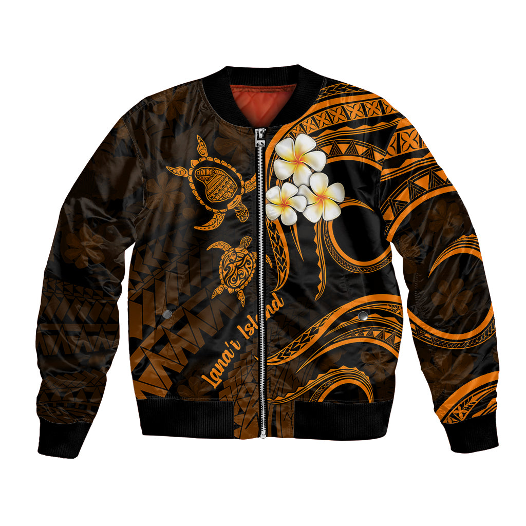 Hawaii Bomber Jacket Lanai Islands Polynesian Sunset Plumeria Gold Vibe LT9 - Wonder Print Shop