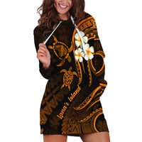 Hawaii Hoodie Dress Lanai Islands Polynesian Sunset Plumeria Gold Vibe - Wonder Print Shop