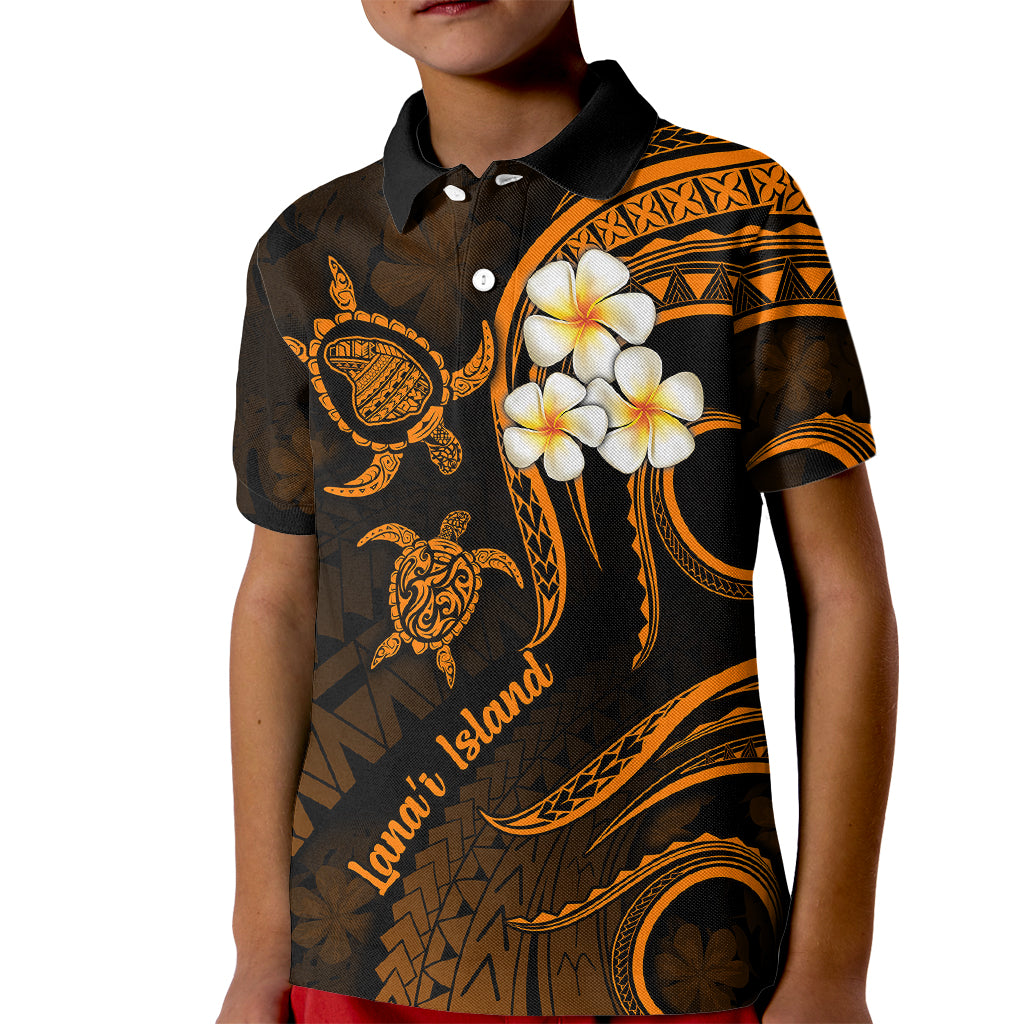 Hawaii Kid Polo Shirt Lanai Islands Polynesian Sunset Plumeria Gold Vibe - Wonder Print Shop