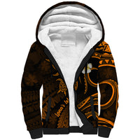 Hawaii Sherpa Hoodie Lanai Islands Polynesian Sunset Plumeria Gold Vibe - Wonder Print Shop