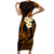 Hawaii Short Sleeve Bodycon Dress Lanai Islands Polynesian Sunset Plumeria Gold Vibe - Wonder Print Shop