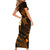 Hawaii Short Sleeve Bodycon Dress Lanai Islands Polynesian Sunset Plumeria Gold Vibe - Wonder Print Shop