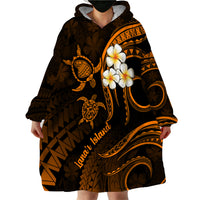 Hawaii Wearable Blanket Hoodie Lanai Islands Polynesian Sunset Plumeria Gold Vibe - Wonder Print Shop