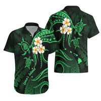 Hawaii Hawaiian Shirt Lanai Islands Polynesian Sunset Plumeria Green Vibe - Wonder Print Shop