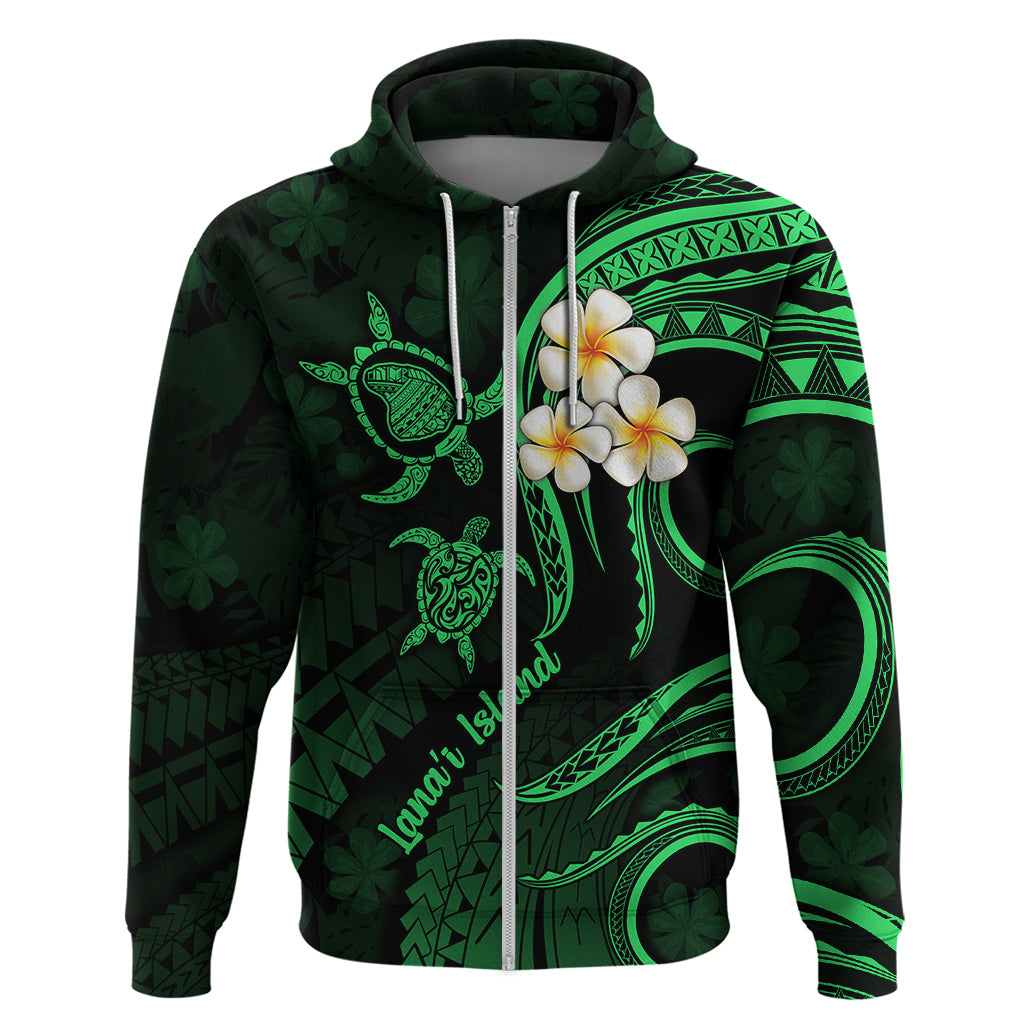 Hawaii Hoodie Lanai Islands Polynesian Sunset Plumeria Green Vibe - Wonder Print Shop