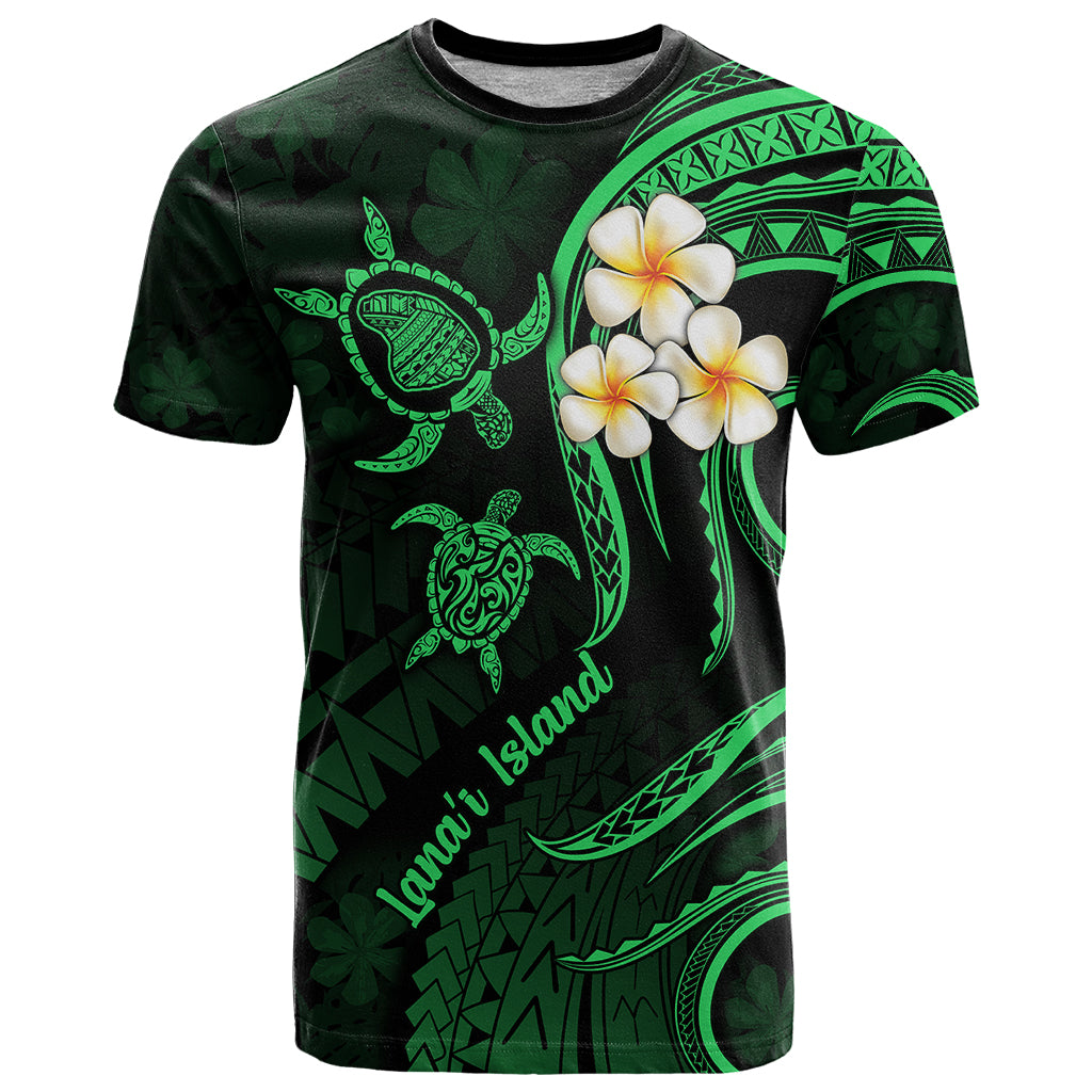 Hawaii T Shirt Lanai Islands Polynesian Sunset Plumeria Green Vibe - Wonder Print Shop