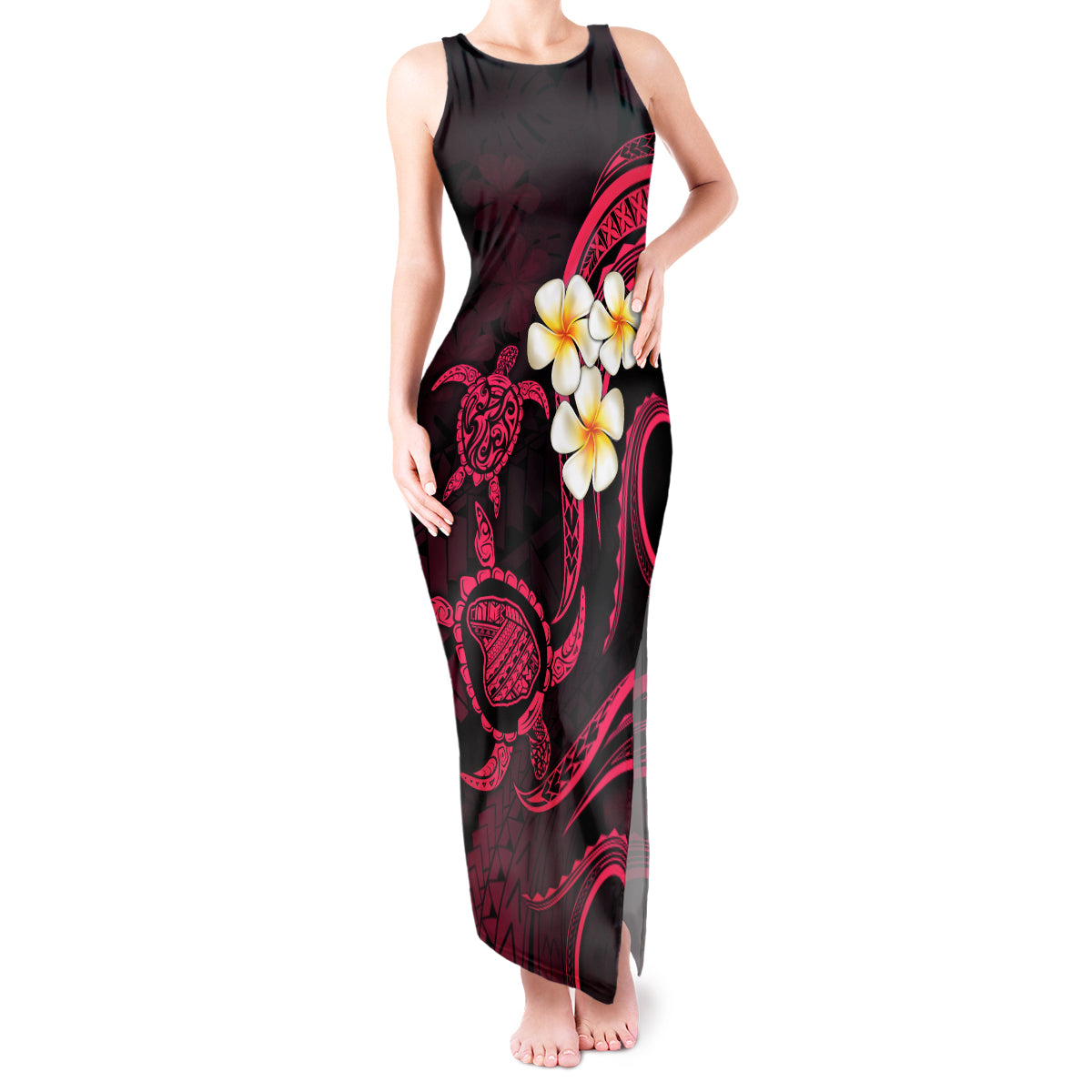 Hawaii Tank Maxi Dress Lanai Islands Polynesian Sunset Plumeria Pink Vibe - Wonder Print Shop