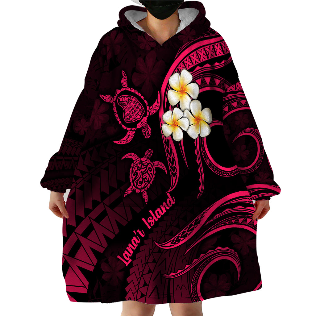 Hawaii Wearable Blanket Hoodie Lanai Islands Polynesian Sunset Plumeria Pink Vibe - Wonder Print Shop