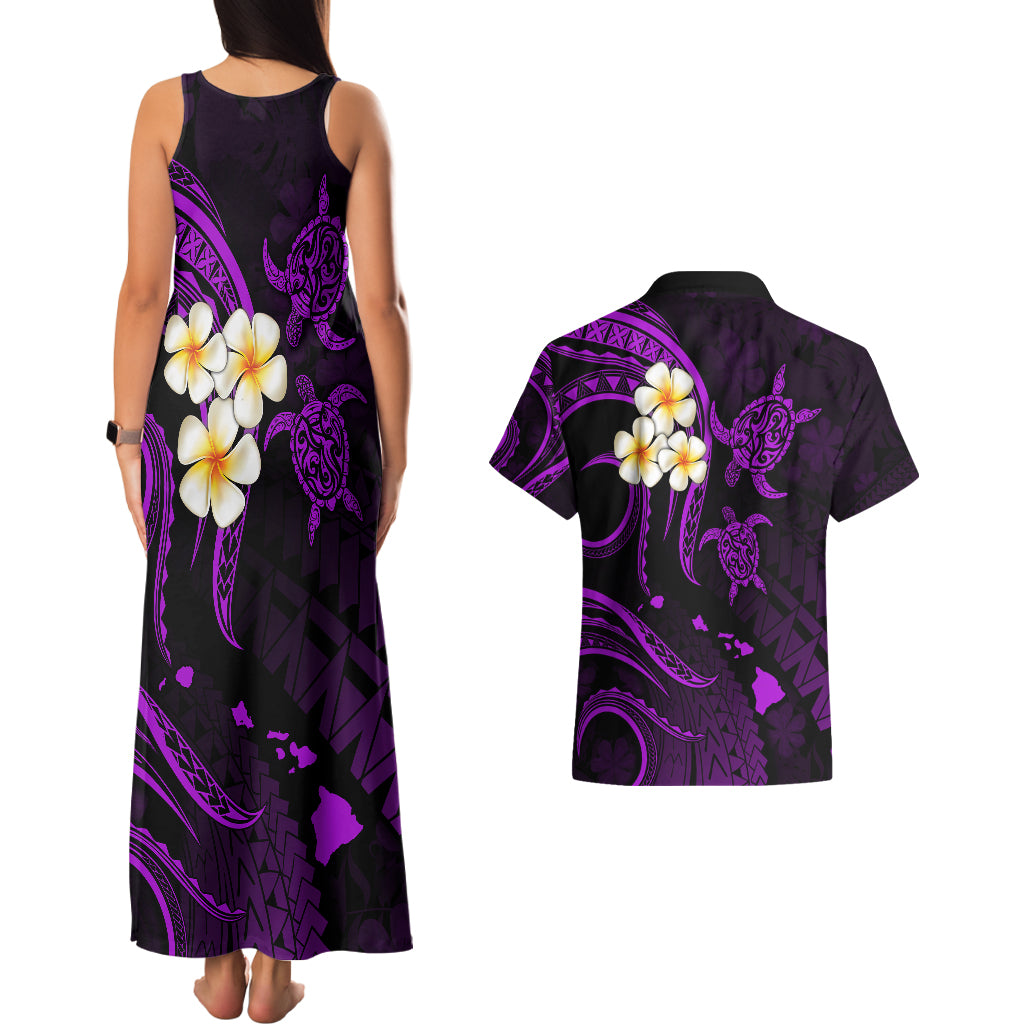 Polynesian Hawaii Couples Matching Tank Maxi Dress And Hawaiian Shirt Lanai Islands with Pacific Plumeria Purple Vibe LT9 - Wonder Print Shop