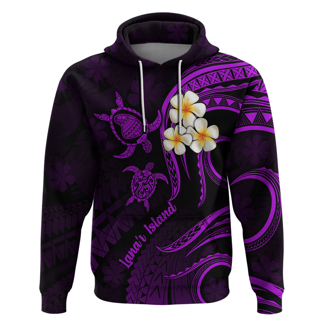 Polynesian Hawaii Hoodie Lanai Islands with Pacific Plumeria Purple Vibe - Wonder Print Shop
