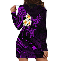 Polynesian Hawaii Hoodie Dress Lanai Islands with Pacific Plumeria Purple Vibe - Wonder Print Shop