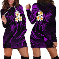 Polynesian Hawaii Hoodie Dress Lanai Islands with Pacific Plumeria Purple Vibe - Wonder Print Shop