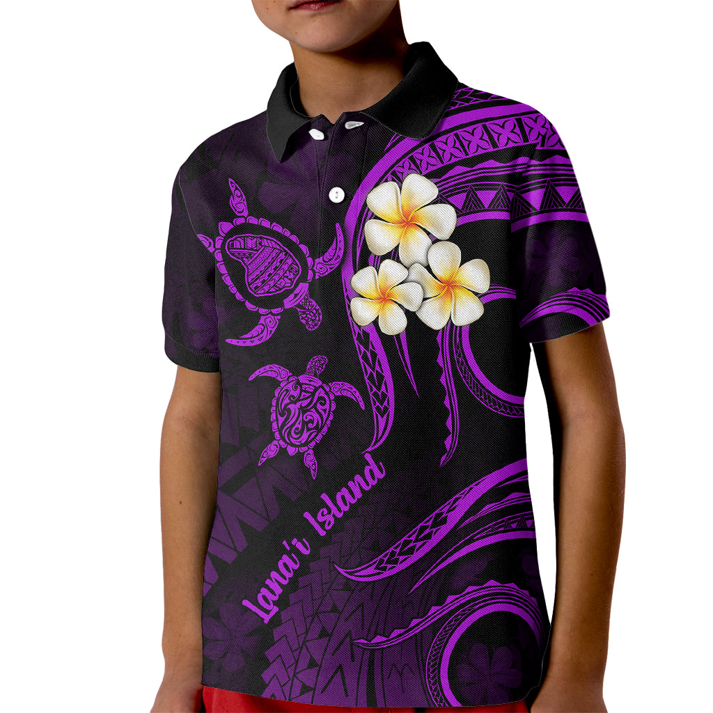 Polynesian Hawaii Kid Polo Shirt Lanai Islands with Pacific Plumeria Purple Vibe - Wonder Print Shop