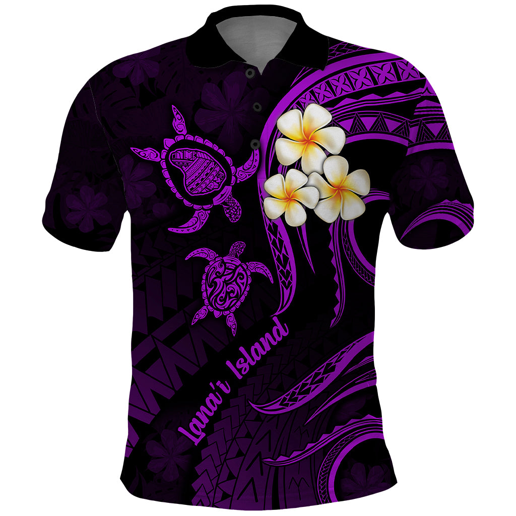 Polynesian Hawaii Polo Shirt Lanai Islands with Pacific Plumeria Purple Vibe - Wonder Print Shop