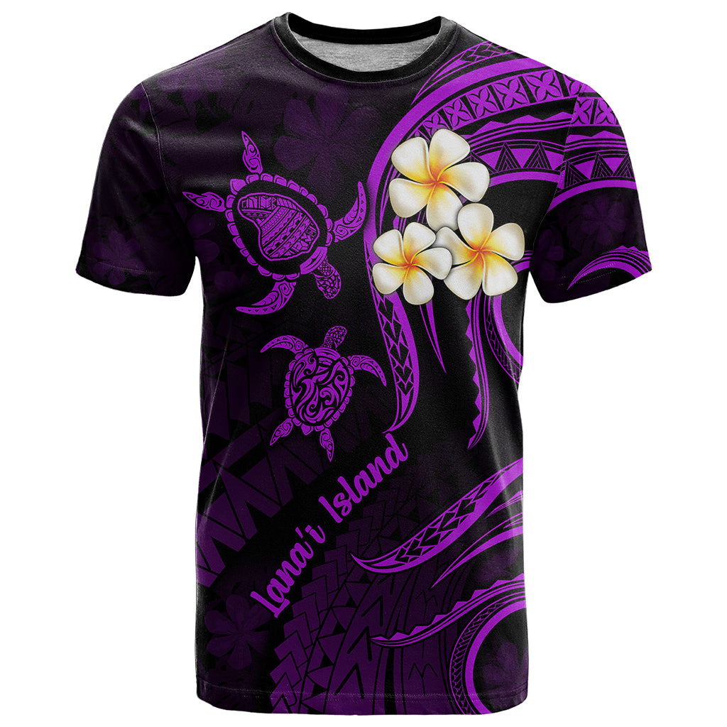 Polynesian Hawaii T Shirt Lanai Islands with Pacific Plumeria Purple Vibe - Wonder Print Shop