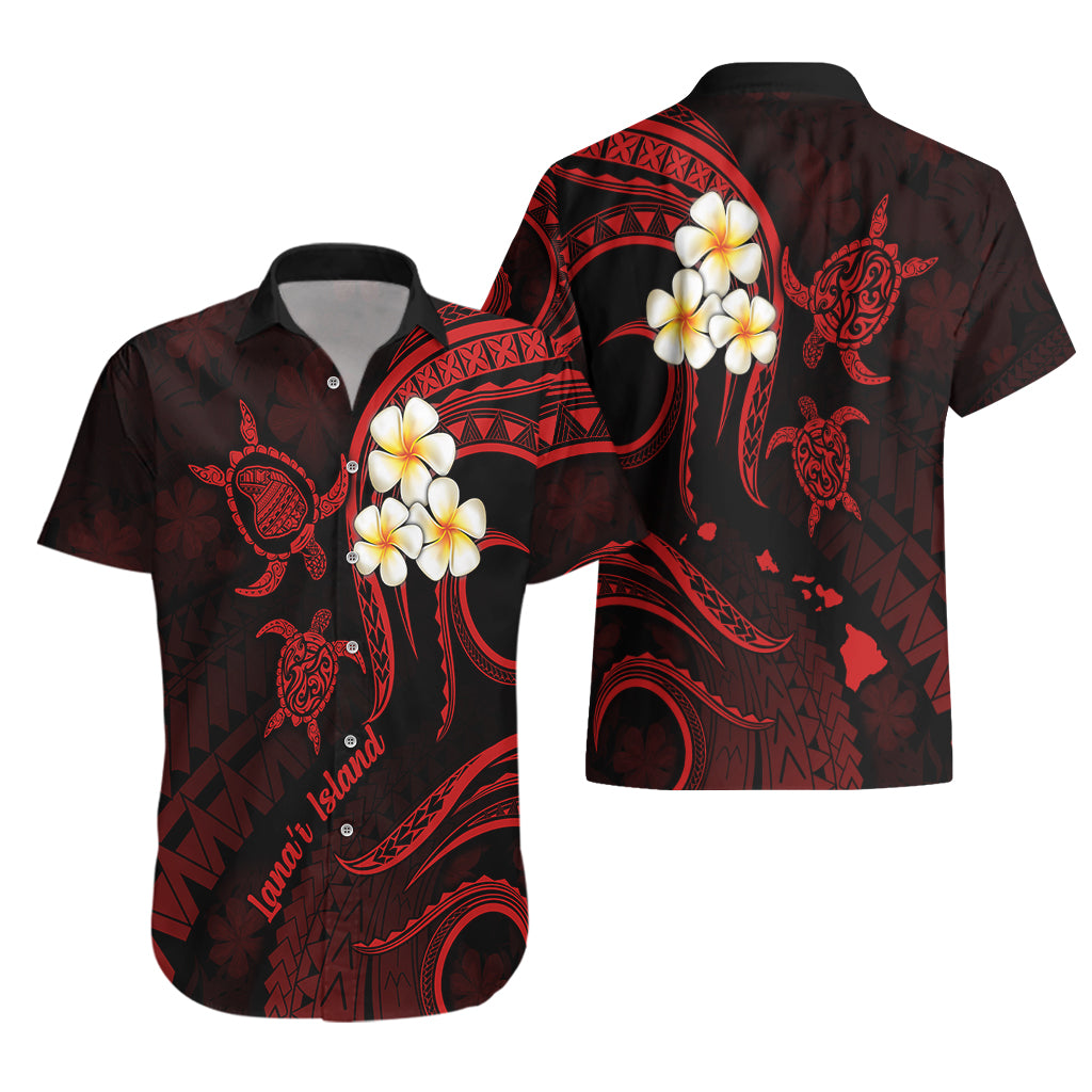 Polynesian Hawaii Hawaiian Shirt Lanai Islands with Pacific Plumeria Red Vibe - Wonder Print Shop