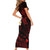 Polynesian Hawaii Short Sleeve Bodycon Dress Lanai Islands with Pacific Plumeria Red Vibe - Wonder Print Shop