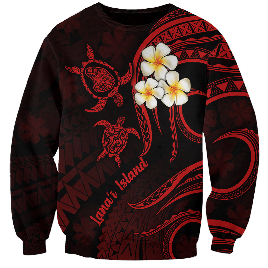 Polynesian Hawaii Sweatshirt Lanai Islands with Pacific Plumeria Red Vibe - Wonder Print Shop