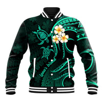 Polynesian Hawaii Baseball Jacket Lanai Islands with Pacific Plumeria Turquoise Vibe LT9 - Wonder Print Shop