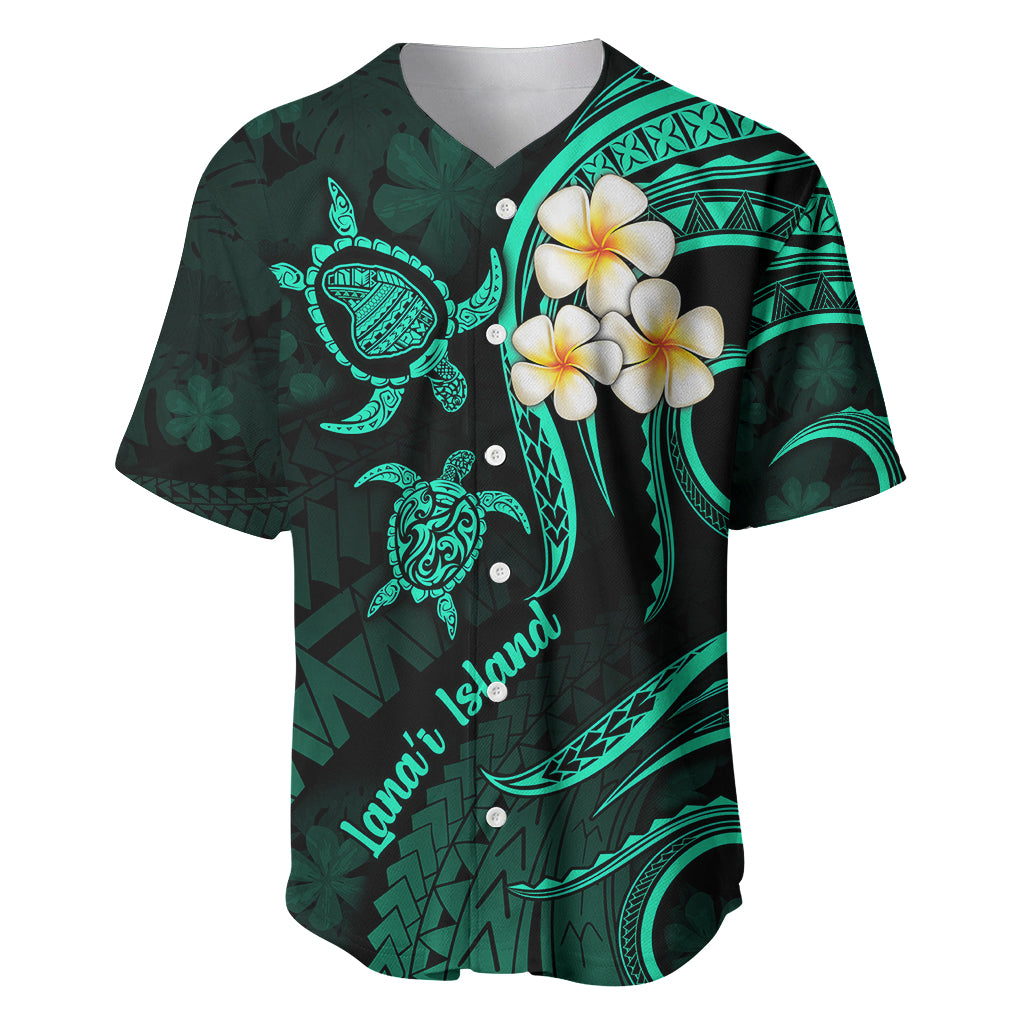 Polynesian Hawaii Baseball Jersey Lanai Islands with Pacific Plumeria Turquoise Vibe LT9 - Wonder Print Shop