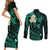 Polynesian Hawaii Couples Short Sleeve Bodycon Dress and Long Sleeve Button Shirts Lanai Islands with Pacific Plumeria Turquoise Vibe LT9 - Wonder Print Shop