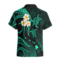 Polynesian Hawaii Hawaiian Shirt Lanai Islands with Pacific Plumeria Turquoise Vibe - Wonder Print Shop