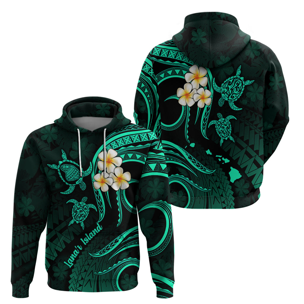 Polynesian Hawaii Hoodie Lanai Islands with Pacific Plumeria Turquoise Vibe - Wonder Print Shop