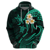 Polynesian Hawaii Hoodie Lanai Islands with Pacific Plumeria Turquoise Vibe - Wonder Print Shop