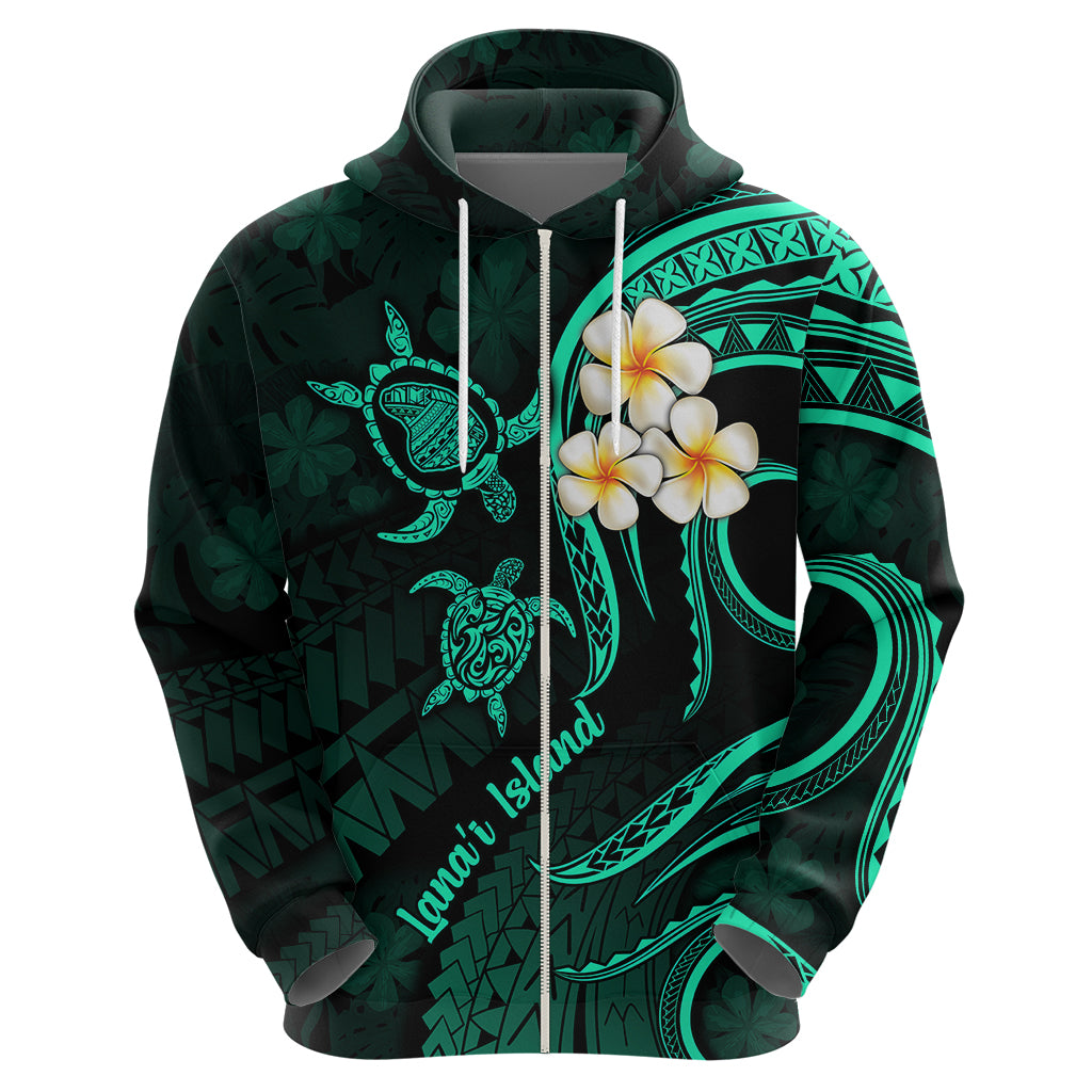 Polynesian Hawaii Hoodie Lanai Islands with Pacific Plumeria Turquoise Vibe - Wonder Print Shop
