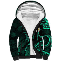 Polynesian Hawaii Sherpa Hoodie Lanai Islands with Pacific Plumeria Turquoise Vibe - Wonder Print Shop