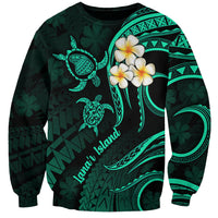 Polynesian Hawaii Sweatshirt Lanai Islands with Pacific Plumeria Turquoise Vibe - Wonder Print Shop